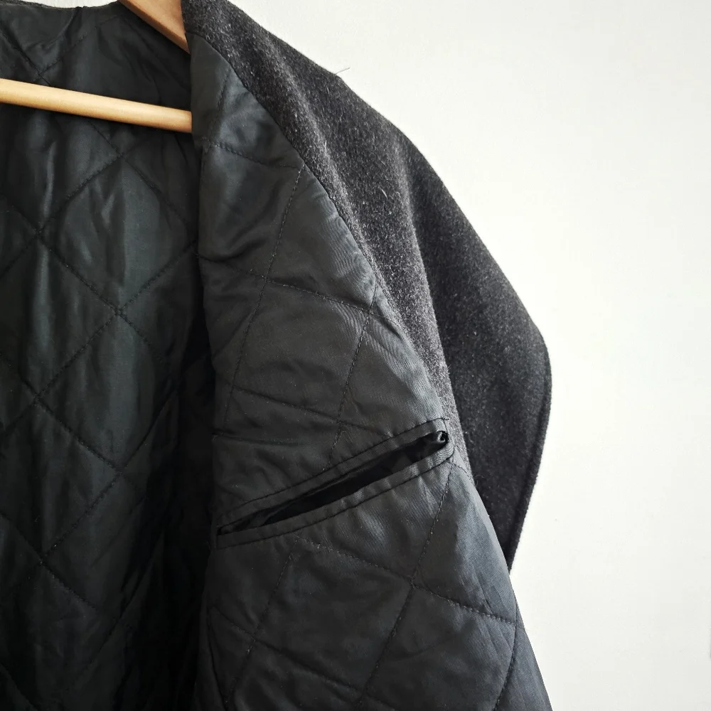 J.Crew Charcoal Wool Cashmere Peacoat Jacket Quilted Lining Womens Size M - Picture 9 of 15